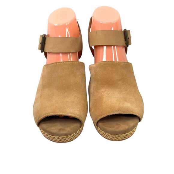 TOMS Tropez Wedge Platform Sandal 3 inch Heel in Honey Suede Leather Women's 8.5 - Picture 3 of 15
